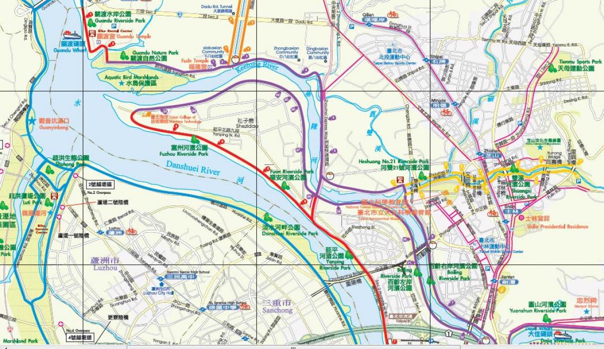mapa ng Taipei bike path