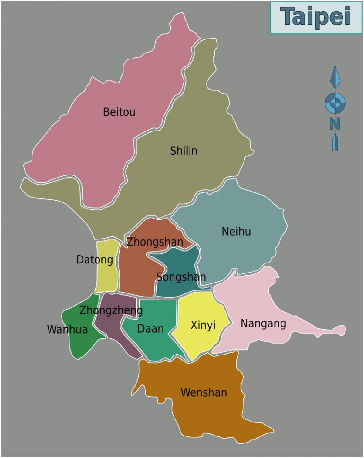 Lungsod ng Taipei district mapa