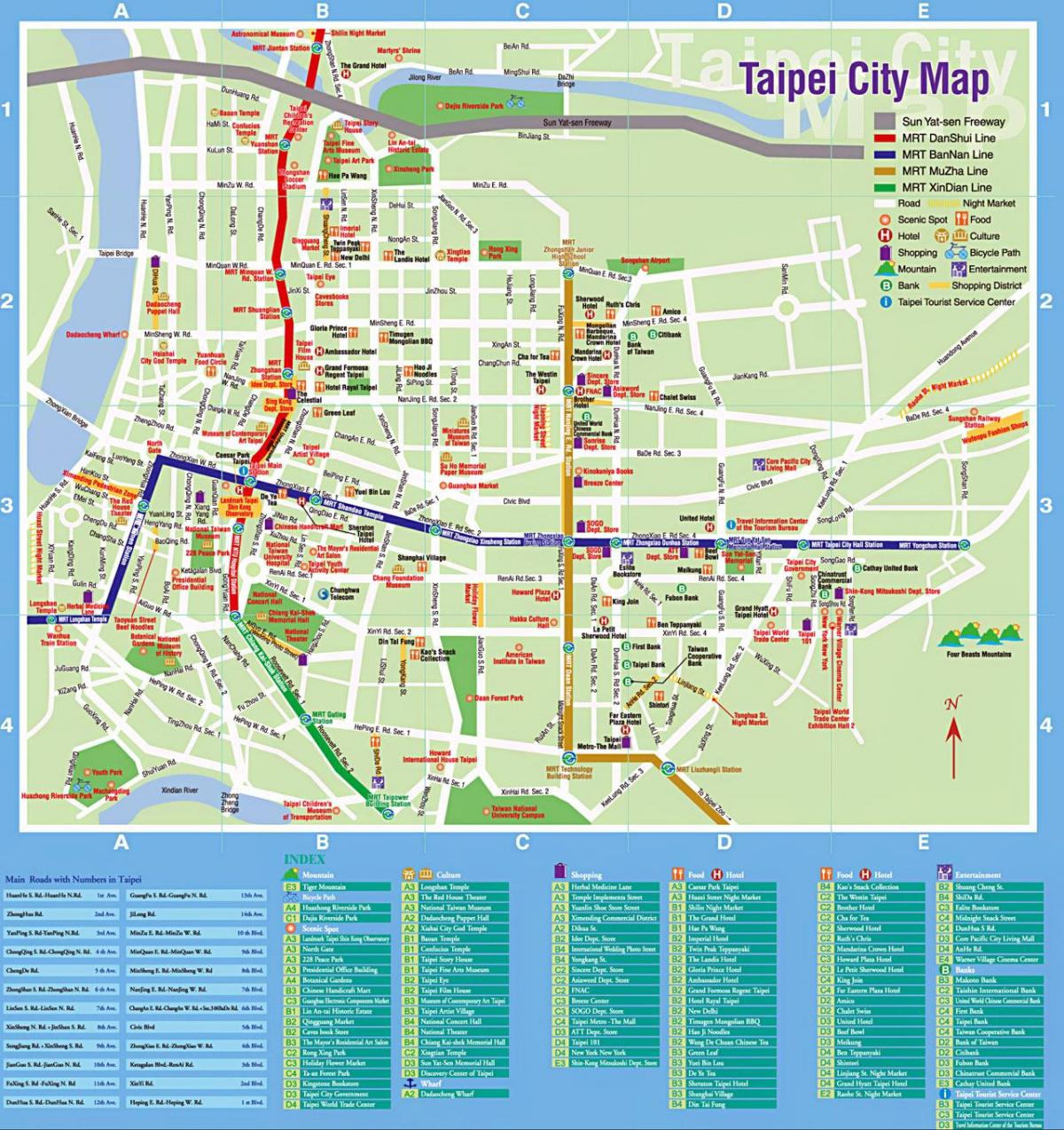 mapa ng lungsod ng Taipei turista