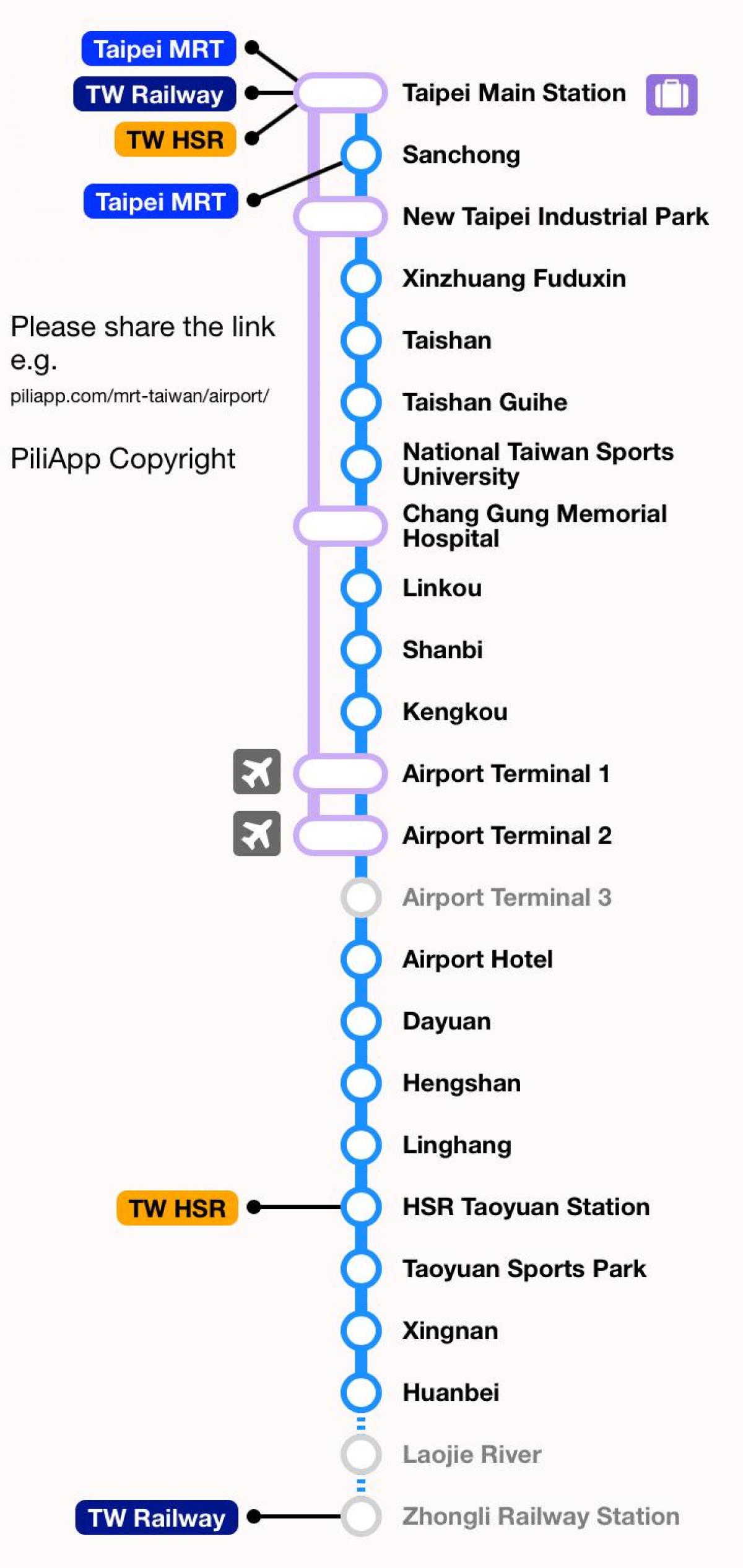 Taipei mrt mapa taoyuan airport