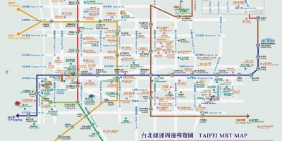 Taipei mrt mapa na may mga tourist spot